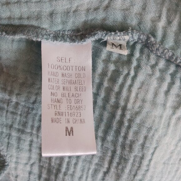 Easel, Oversize, Long, Button Down Shirt, Soft 100% Cotton, Pockets, Lt. Teal, M - Picture 3 of 16